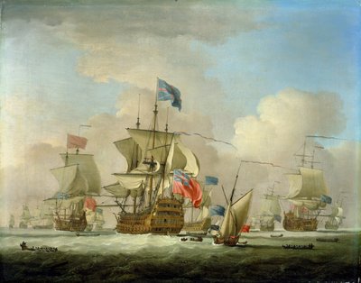 British Men-of-War and a Sloop, c.1720-30 by Peter Monamy